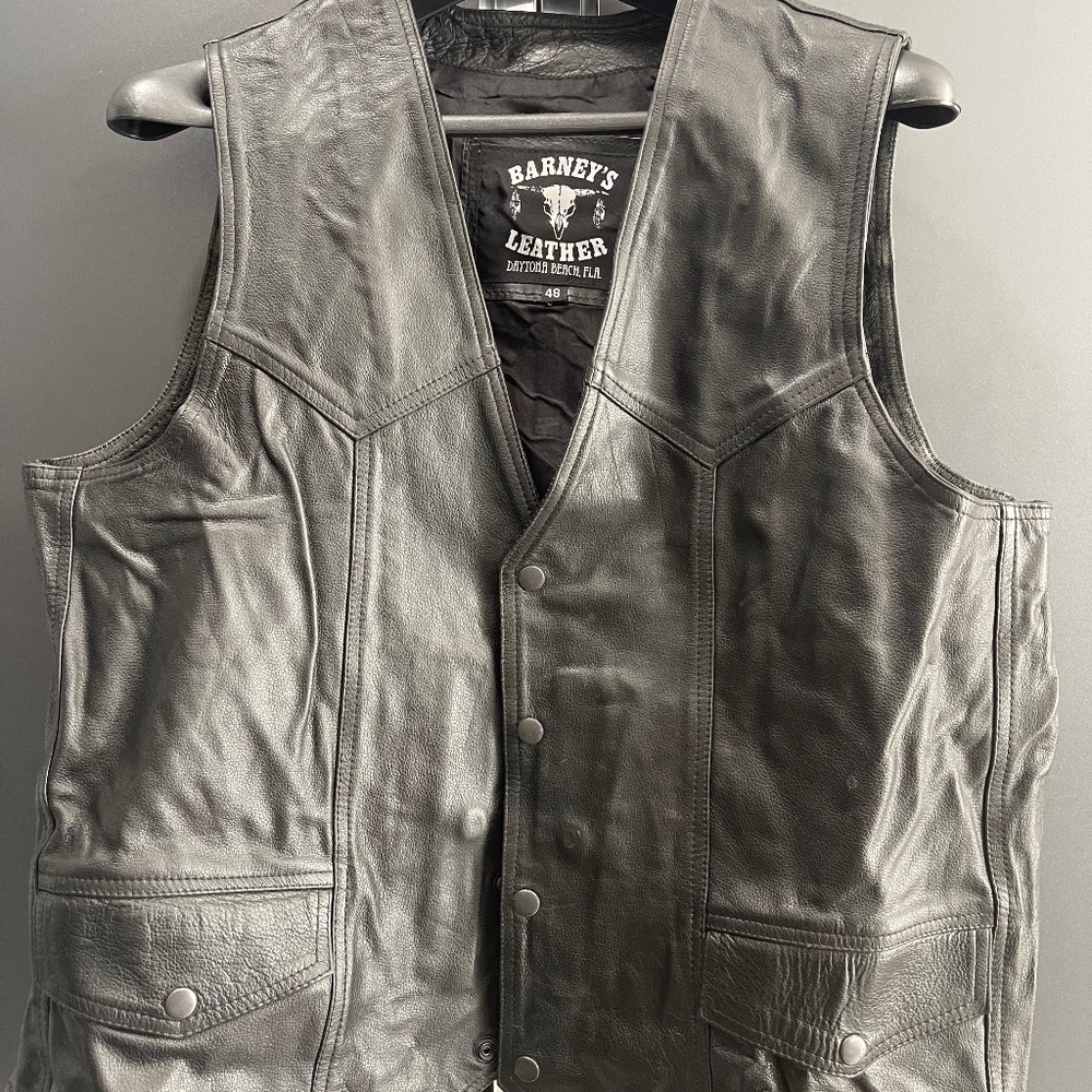 Black Leather Vest Men's. New